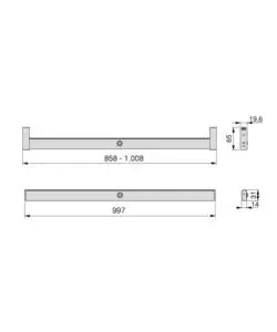 Barra appendiabiti con luce led, 858-1008 mm